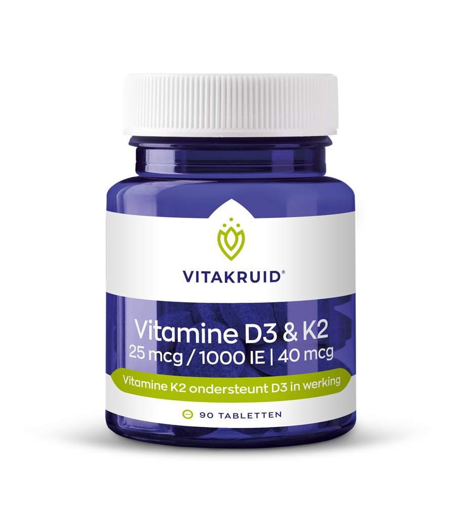 Vitakruid Vitamine D3 25mcg & K2 40mcg 90 Tabletten