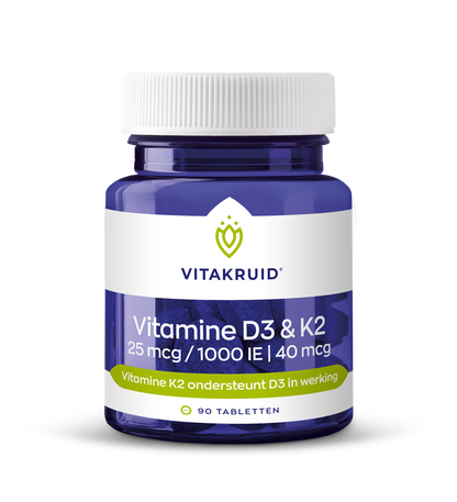 Vitakruid Vitamine D3 25mcg & K2 40mcg 90 Tabletten