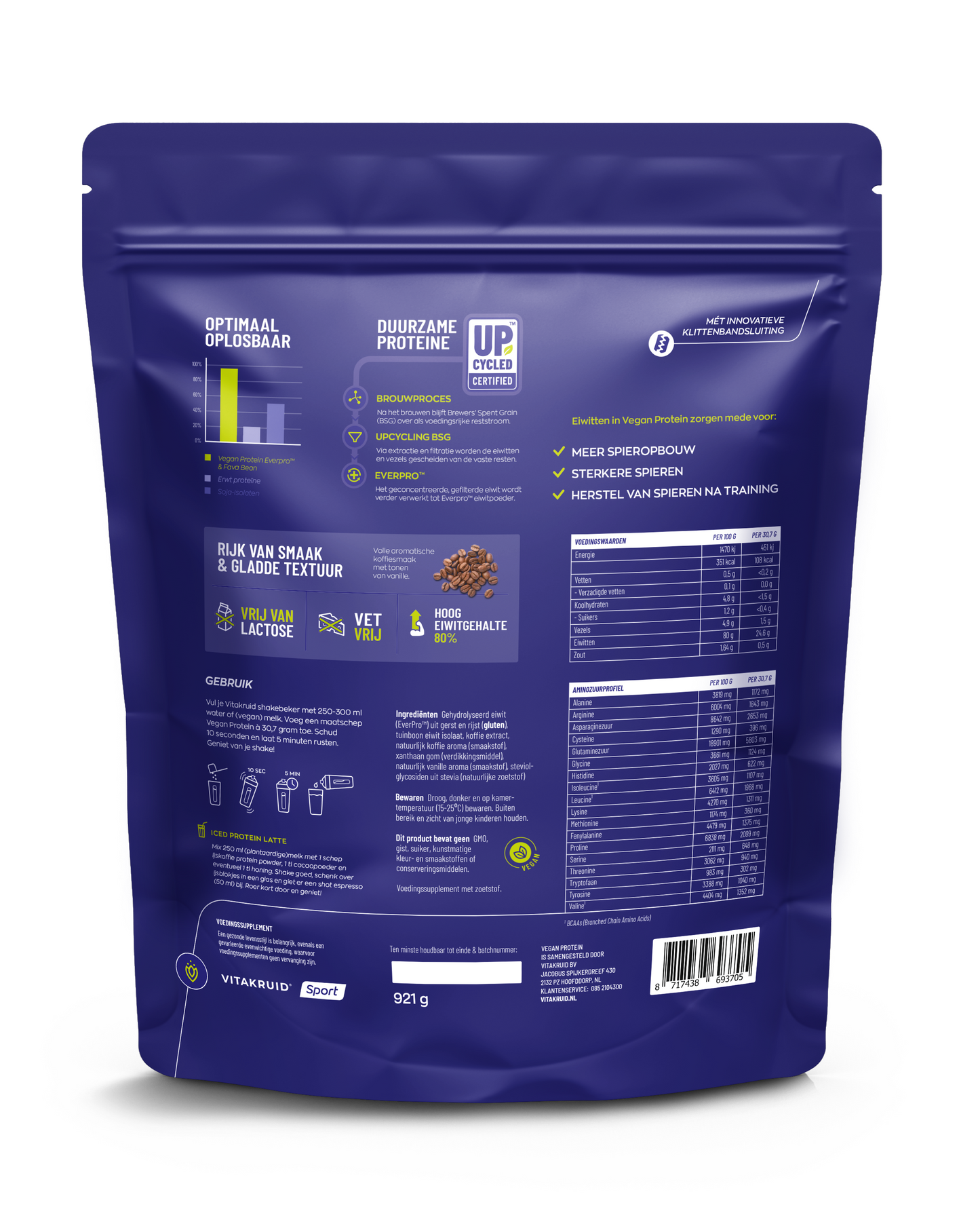 Vitakruid Vegan protein ever pro ijskoffie 921.00 Gram