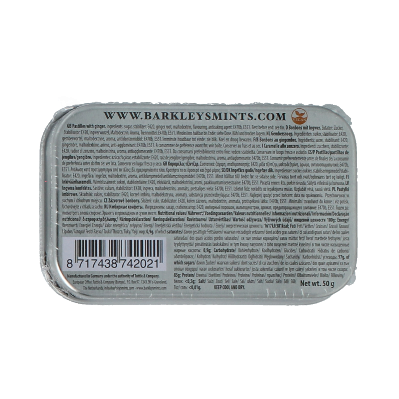 Barkleys Classic mints ginger 50 Gram
