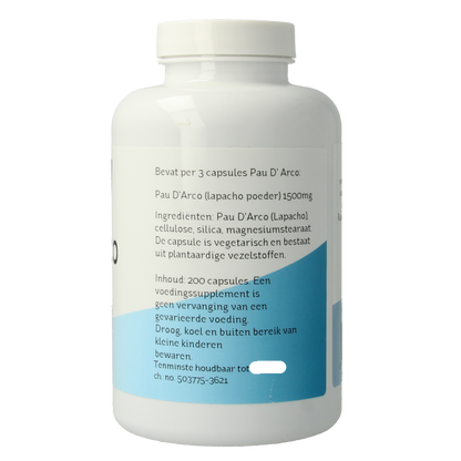 Nova Vitae Pau d'arco 500mg extract 5:1 200 Capsules