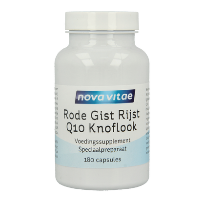 Nova Vitae Rode gist rijst + Q10 + knoflook 180 Vegetarische capsules