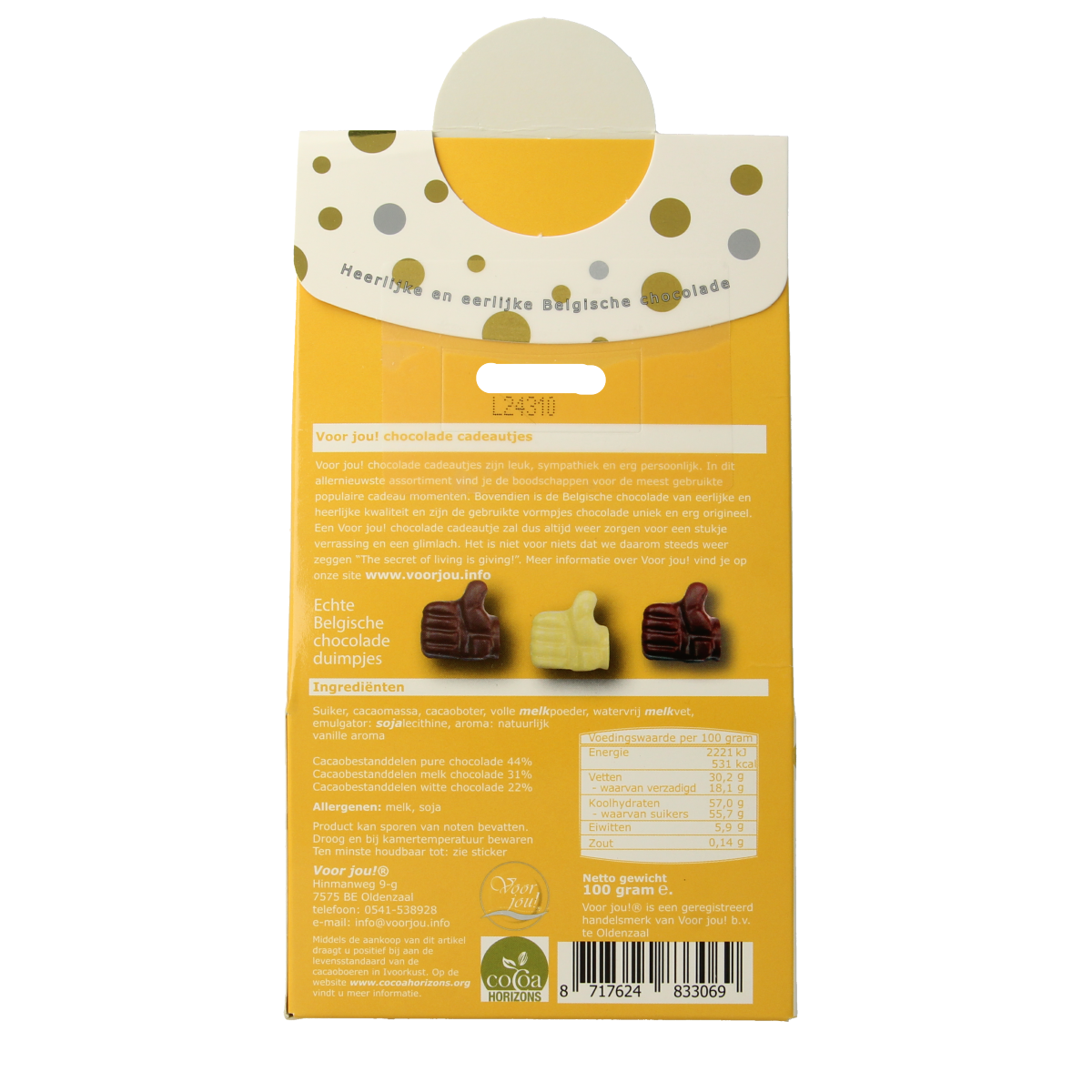 Voor Jou! Cadeau doos young duimpjes topper 100.00 Gram