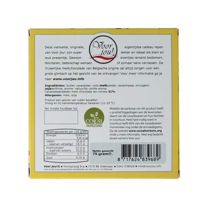 Voor Jou! Tablet hoera 50 jaar 75.00 Gram