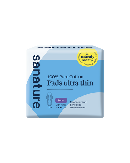Sanature Maandverband super 100% katoen 10.00 Stuks