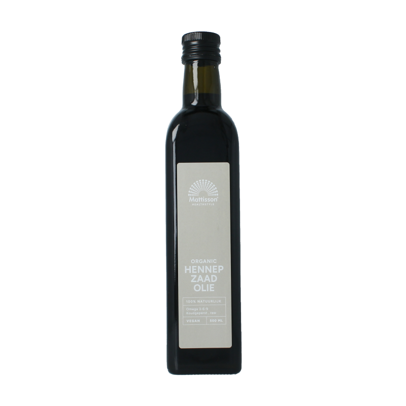 Mattisson Hennepzaadolie raw koudgeperst bio 500 Milliliter