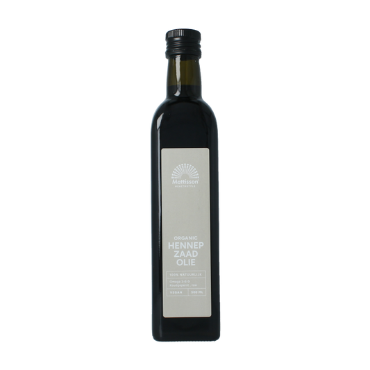 Mattisson Hennepzaadolie raw koudgeperst bio 500 Milliliter