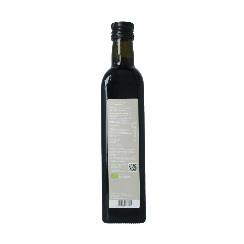 Mattisson Hennepzaadolie raw koudgeperst bio 500 Milliliter