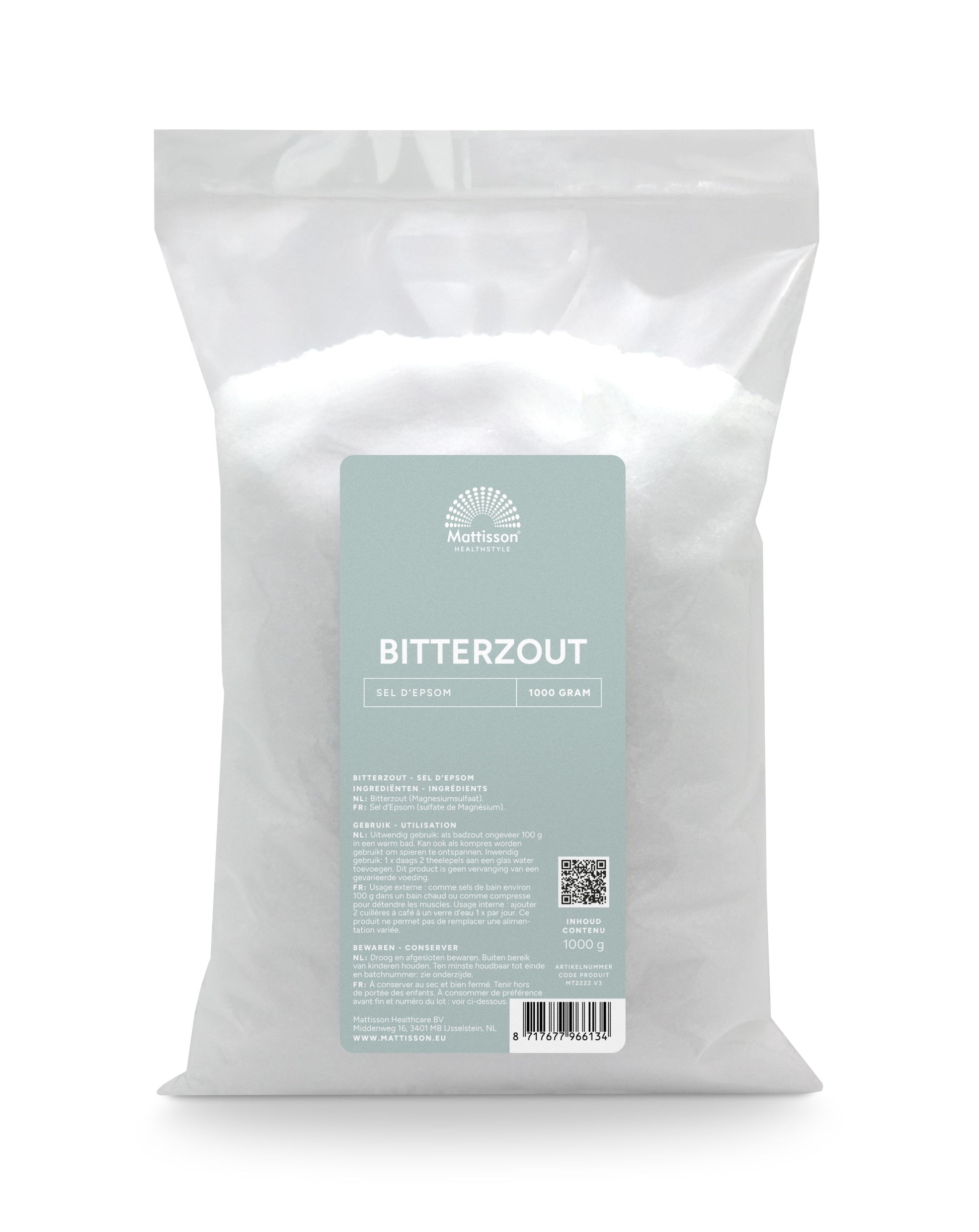 Mattisson Bitterzout epsom zout magnesiumsulfaat 1 Kilogram