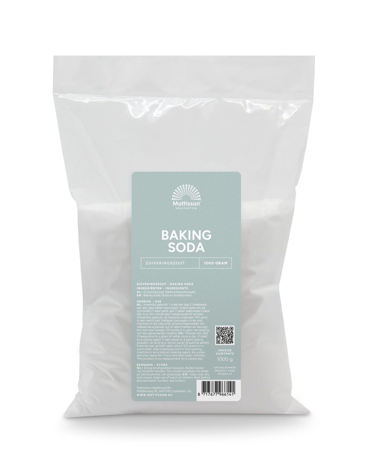 Mattisson Baking soda zuiveringszout natriumbicarbonaat 1 Kilogram
