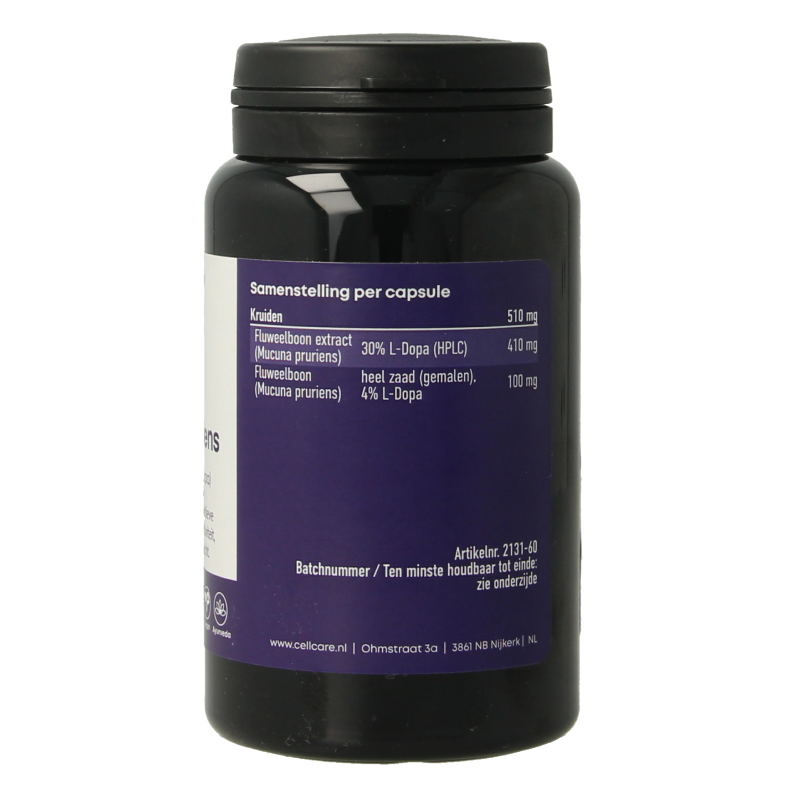 CellCare Mucuna pruriens 500mg (25% L-dopa) 60 Capsules