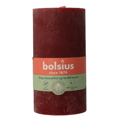 Bolsius Rustiekkaars shine 130/68 velvet red 1.00 Stuks