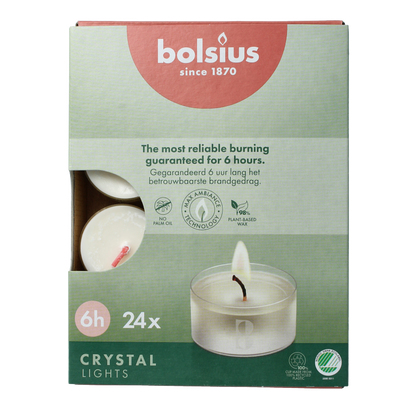Bolsius Crystal Lights 6 uur doos 24 Stuks