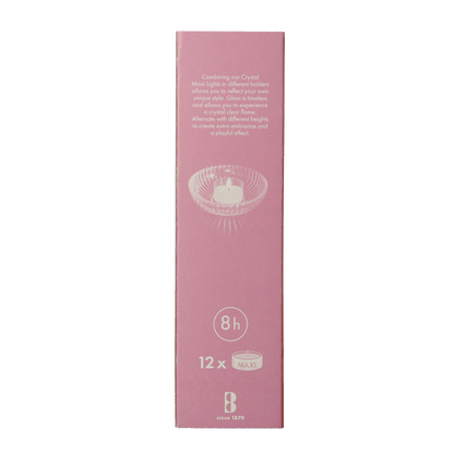 Bolsius Crystal maxi lights 8 uur doos 12 Stuks