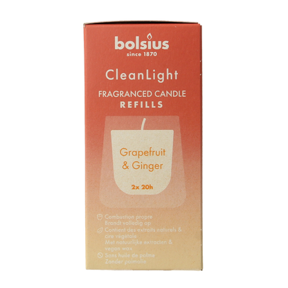 Bolsius Clean Light navulling 2 pack Grapefruit / Ginger 212 Gram