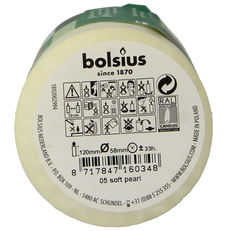 Bolsius Stompkaars 120/58 soft pearl 1 Stuks