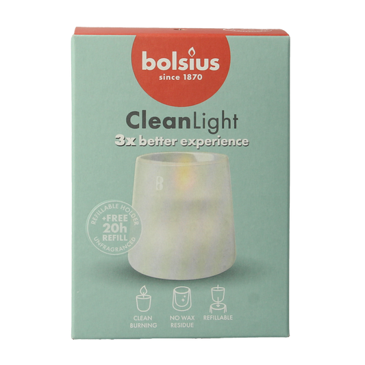 Bolsius Clean Light starterkit houder wit - incl. geurloze 1.00 Stuks