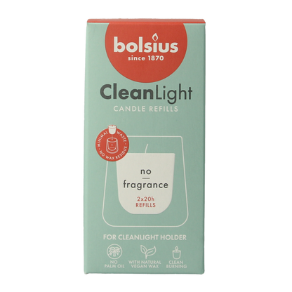 Bolsius Clean Light navulling geurloos 2 Stuks