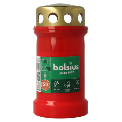 Bolsius Herdenkingslicht nr3 rood met deksel 1 Stuks