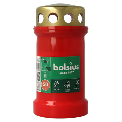 Bolsius Herdenkingslicht nr3 rood met deksel 1.00 Stuks