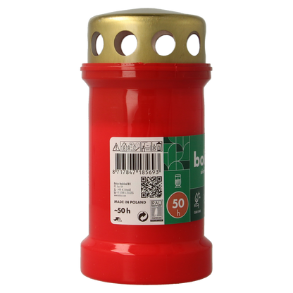 Bolsius Herdenkingslicht nr3 rood met deksel 1 Stuks