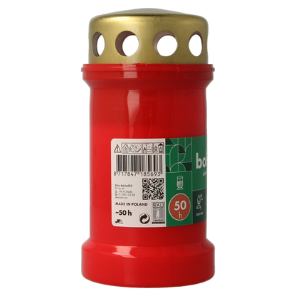 Bolsius Herdenkingslicht nr3 rood met deksel 1.00 Stuks