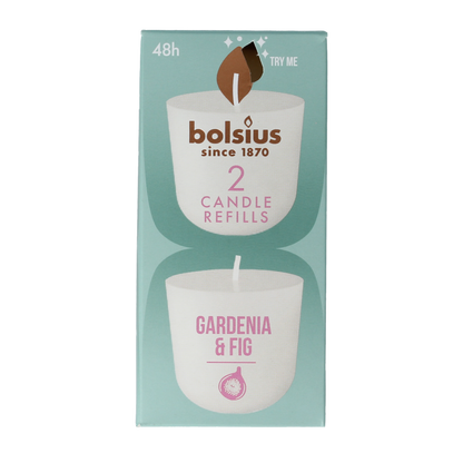 Bolsius Clean light gardenia & fig navul 2 Stuks