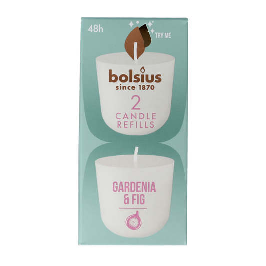 Bolsius Clean light gardenia & fig navul 2 Stuks