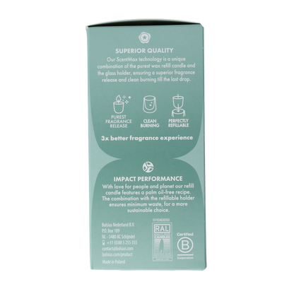 Bolsius Clean light gardenia & fig navul 2 Stuks