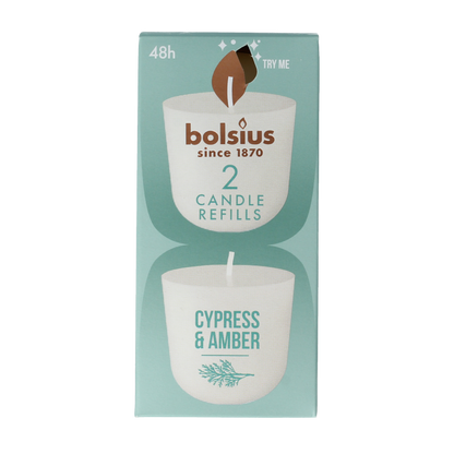 Bolsius Clean light cypress & amber navul 2 Stuks