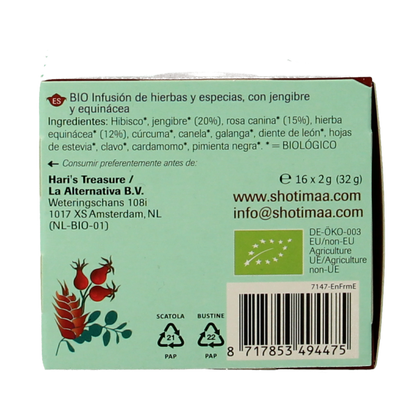Shoti Maa Lifespring echinacea, ginger & rosehip bio 16 Zakjes