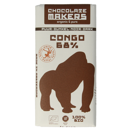 Chocolatemakers Gorilla bar 68% puur bio 80 Gram