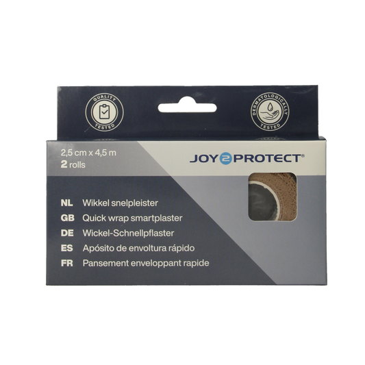 Joy2protect Snelpleisters huidskleur 2.5cm x 4.5m 2 Rol