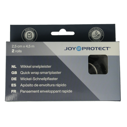 Joy2protect Wikkel snelpleister 2.5 cm x 4.5 m 2 Rol