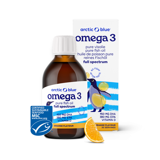 Arctic Blue Omega 3 pure visolie met vitamine D kids 150 Milliliter