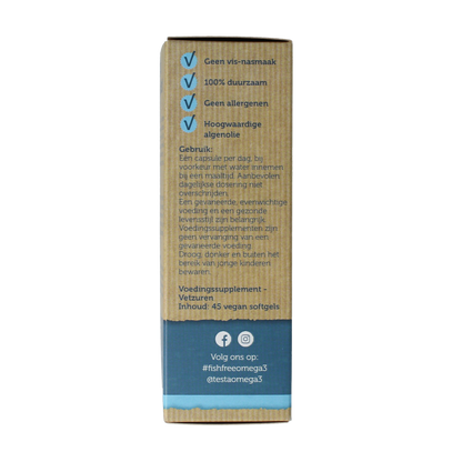 Testa Omega 3 algenolie 300mg DHA + 150mg EPA vegan 45.00 Softgels