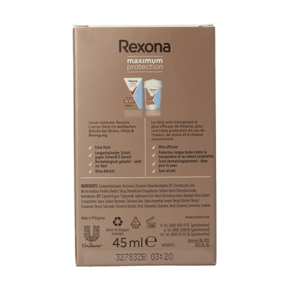 Rexona Deodorant stick woman max prot clean scent 45 Milliliter