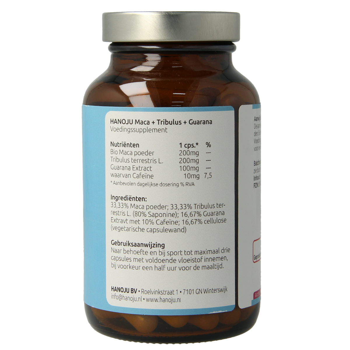 Hanoju Tribulus maca guarana extract 90.00 Vegetarische capsules