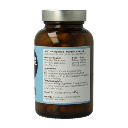 Hanoju Artisjok 200mg & mariadistel 200mg 90 Capsules