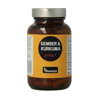 Hanoju Gember & kurkuma extract 90.00 Vegetarische capsules