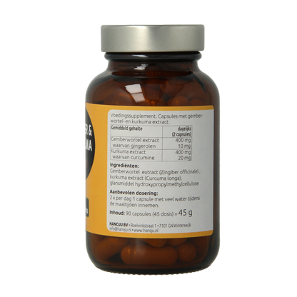 Hanoju Gember & kurkuma extract 90 Vegetarische capsules