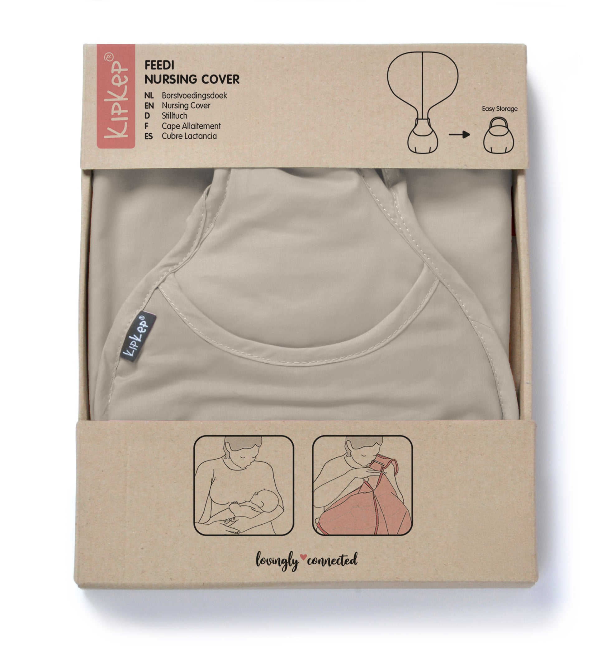 KipKep Feedi borstvoedingsdoek cookie beige katoen 1 Stuks