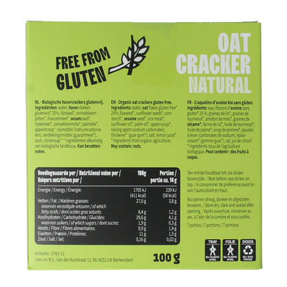 Leev Havercracker naturel free from gluten bio 100.00 Gram