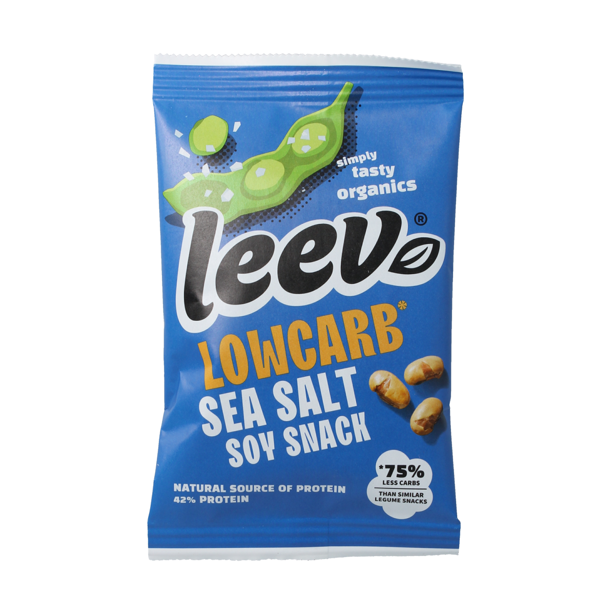Leev Bio lowcarb snack soyabonen met zeezout 45.00 Gram