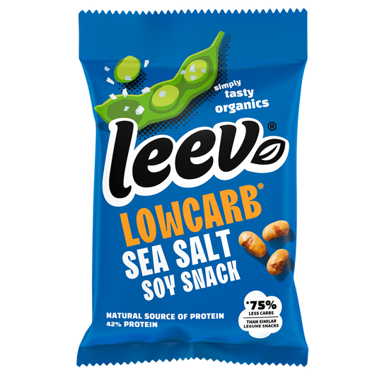Leev Bio lowcarb snack soyabonen met zeezout 45.00 Gram