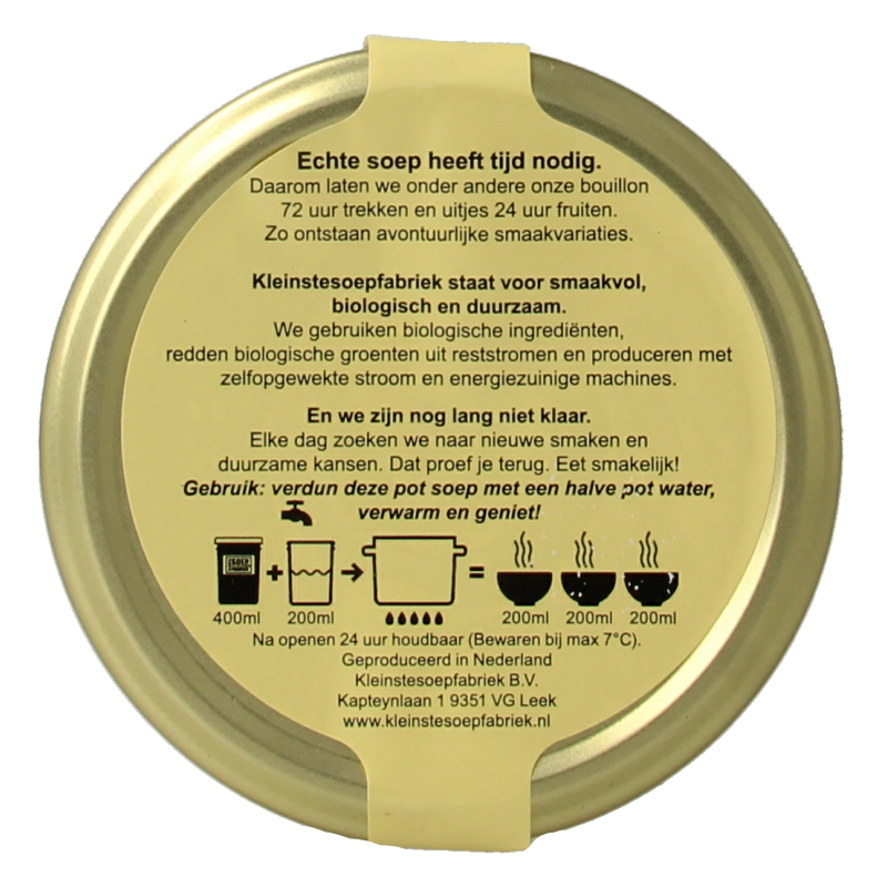 Kleinstesoepfabriek Kippenbouillon bio 400 Milliliter