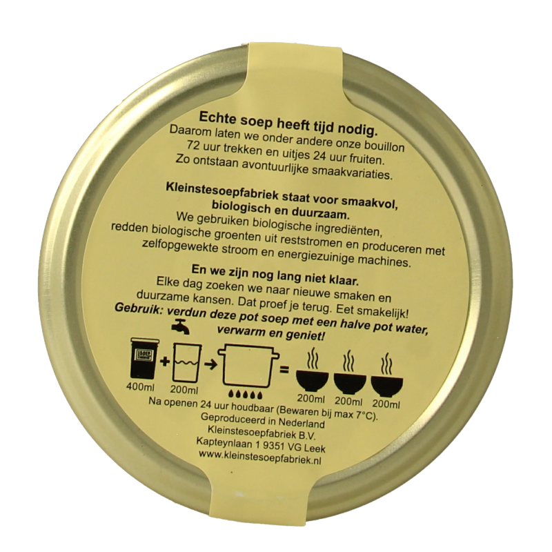 Kleinstesoepfabriek Linzensoep bio 400 Milliliter