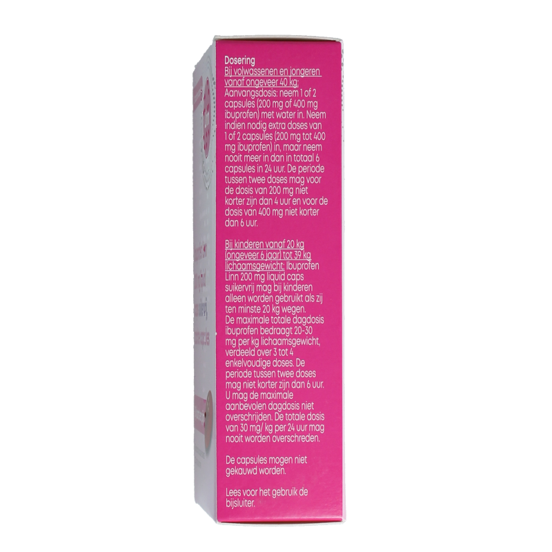 Linn Ibuprofen liquid 200mg suikervrij 20 Capsules