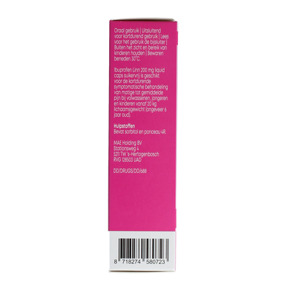 Linn Ibuprofen liquid 200mg suikervrij 20.00 Capsules