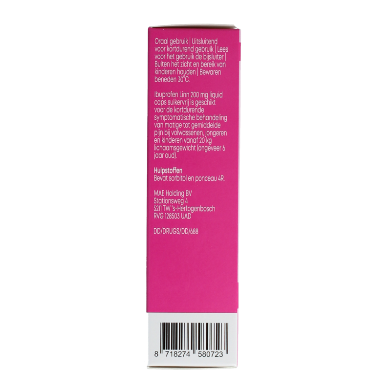 Linn Ibuprofen liquid 200mg suikervrij 20 Capsules